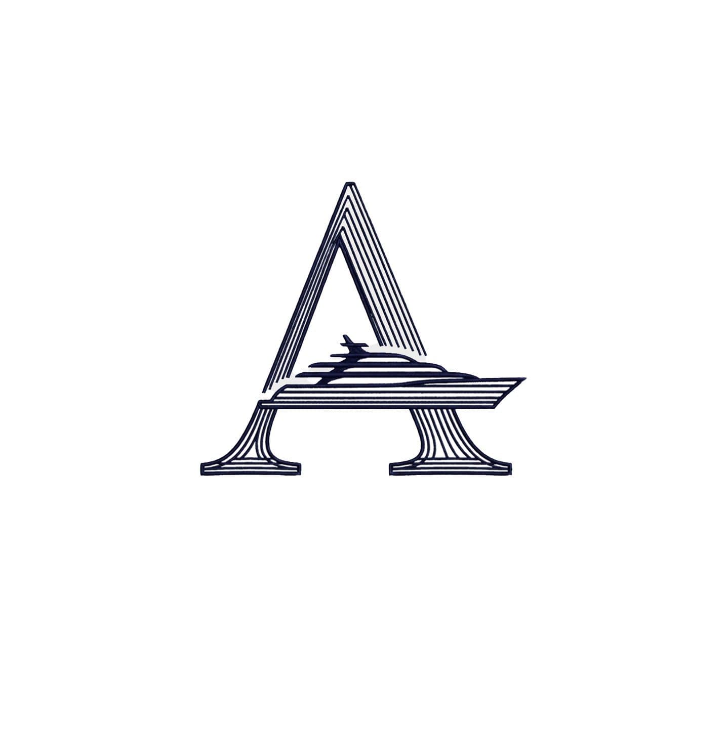 Armada — the engraved A monogram with superyacht silhouette