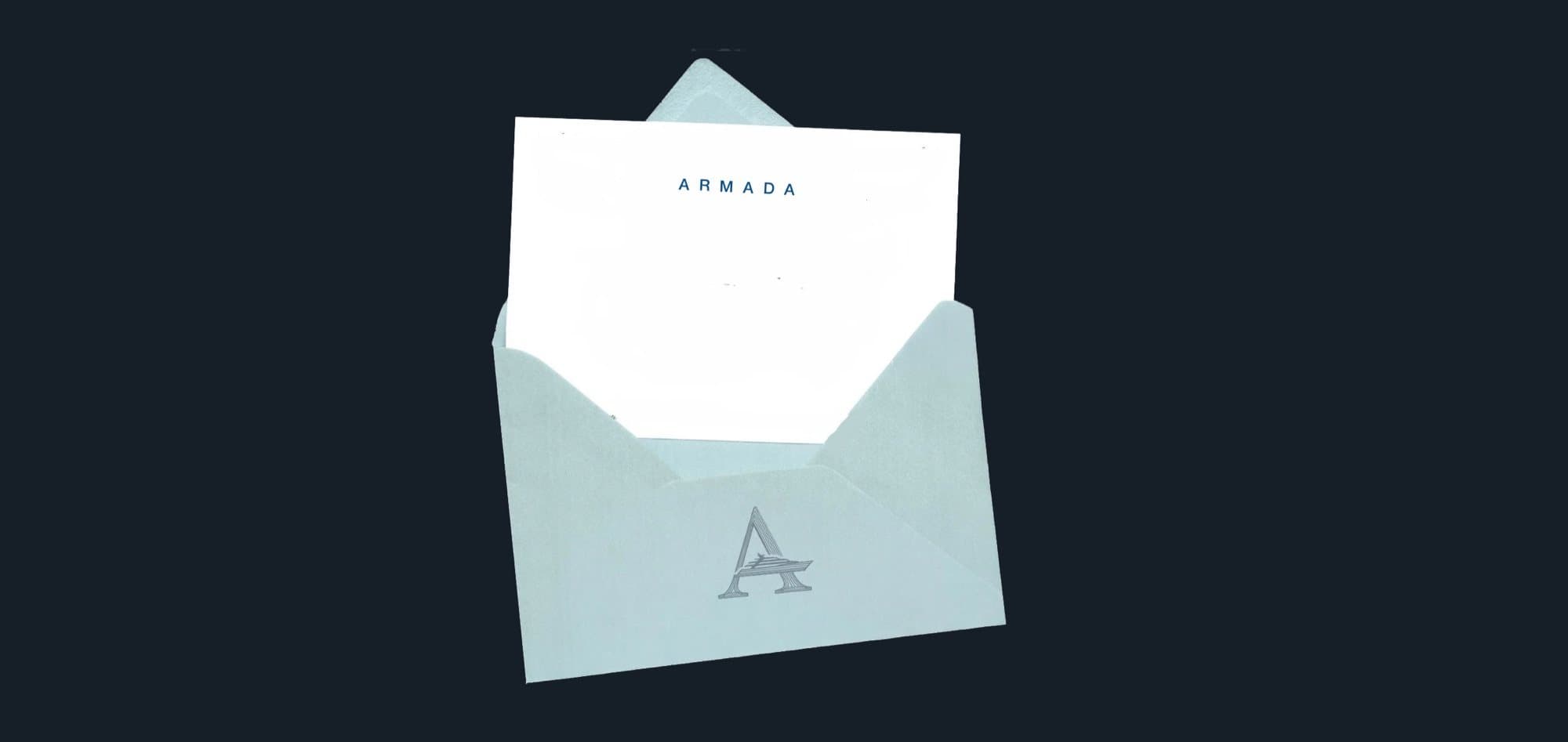 Armada branded envelope and notecard — contact the club